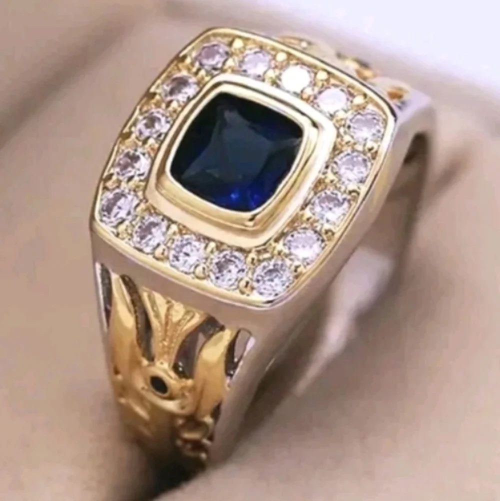Mens Sapphire Ring With gold Accents